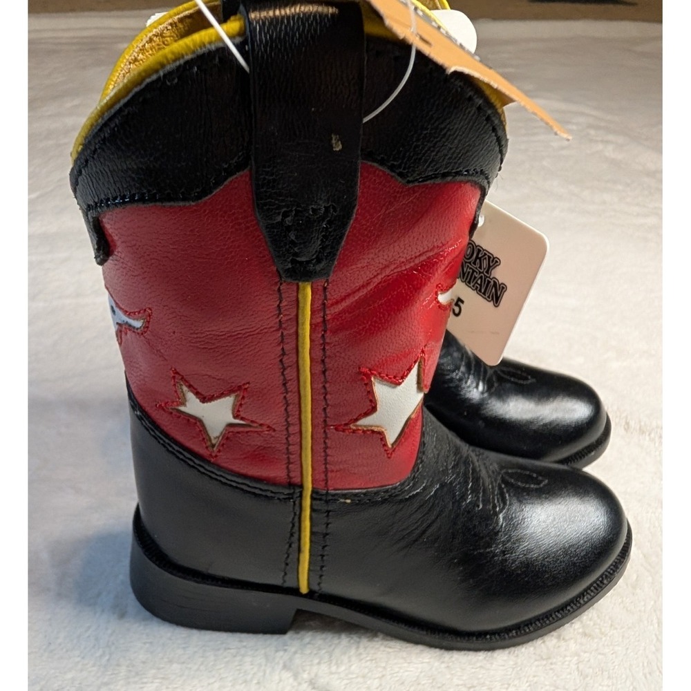 Smoky Mountain Youth Boys 5.5 Western Boots 3066 Black Red Cowboy Style New